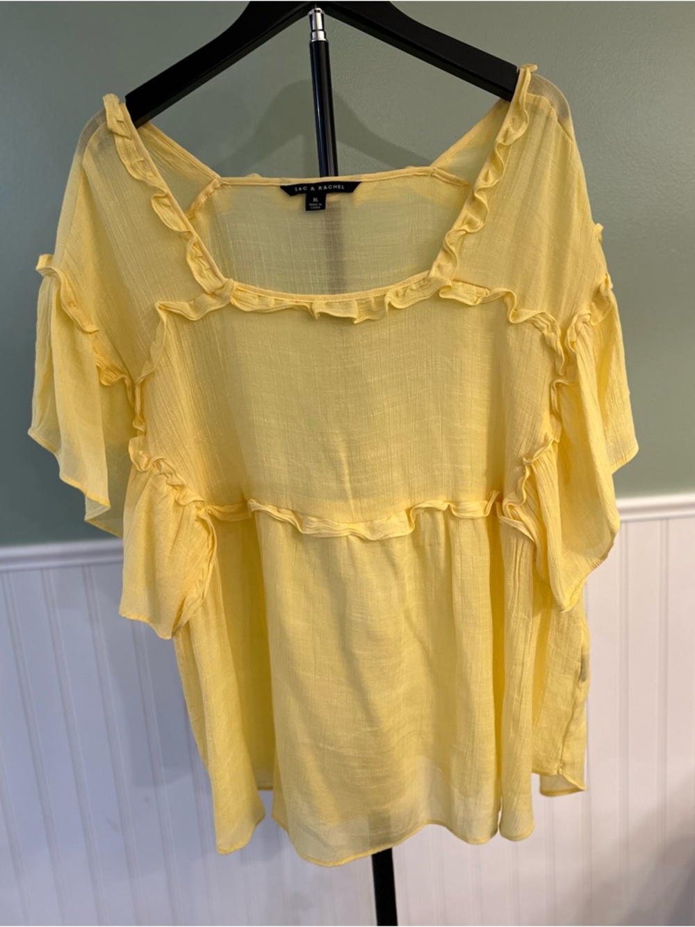 Zac & Rachel Soft Yellow Ruffle Sleeve Blouse